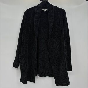 Orivs Womens Chenille Soft Open Cardigan Sweater Black Medium NWT